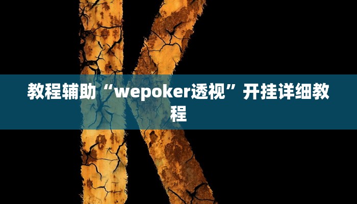 玩家辅助神器:“wepoker透视辅助教程”开挂详细教程