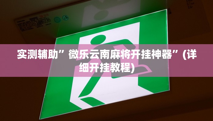 实测辅助”微乐云南麻将开挂神器”(详细开挂教程)